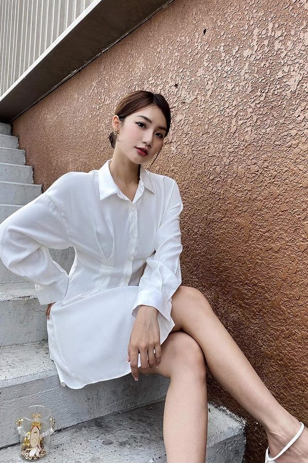 Đầm vintage thanh lịch style công sở Hàn Quốc