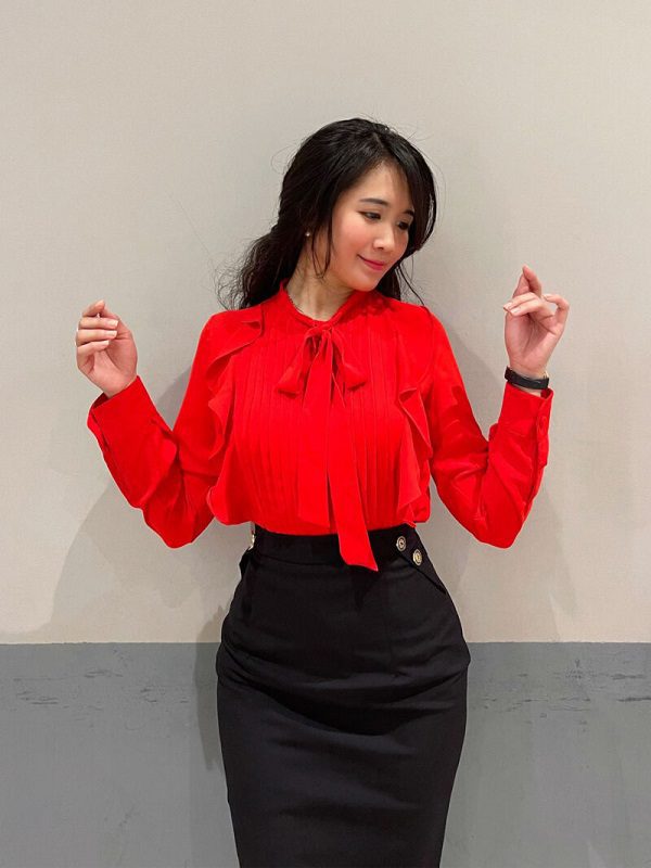 Áo sơ mi lụa xếp li bèo – SCARLETT TOP