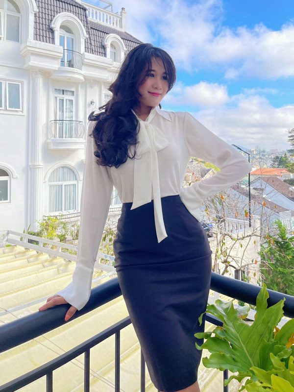 Áo sơ mi lụa thắt nơ cổ – DORIS TOP