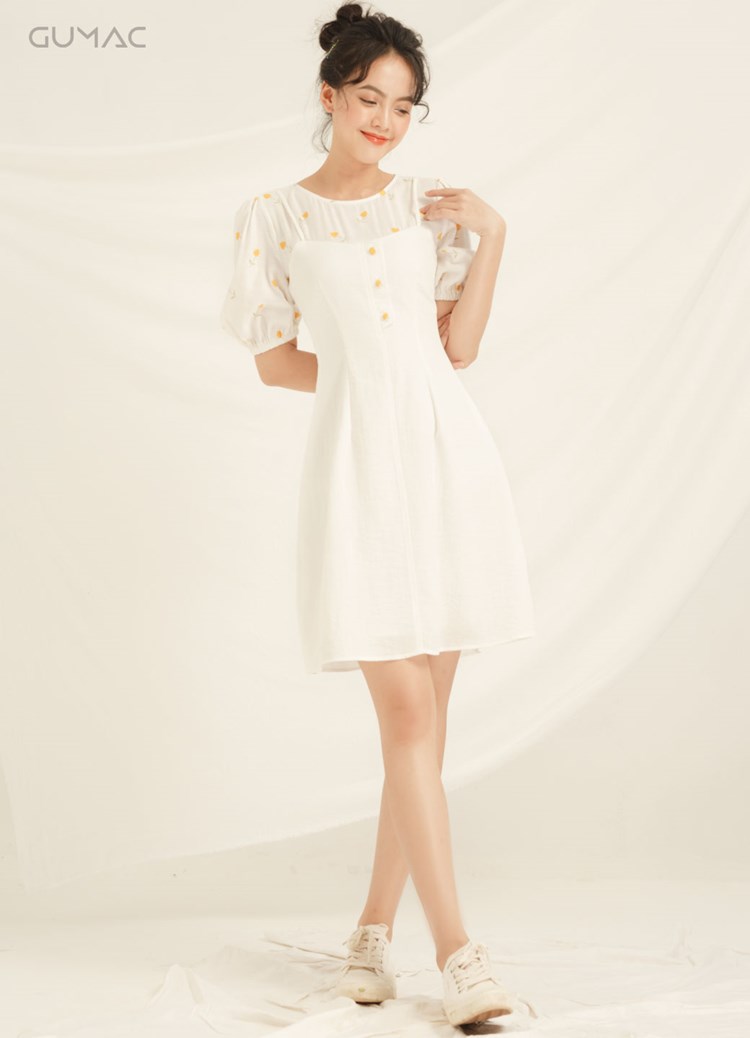 váy họa tiết màu trắng giá rẻ 