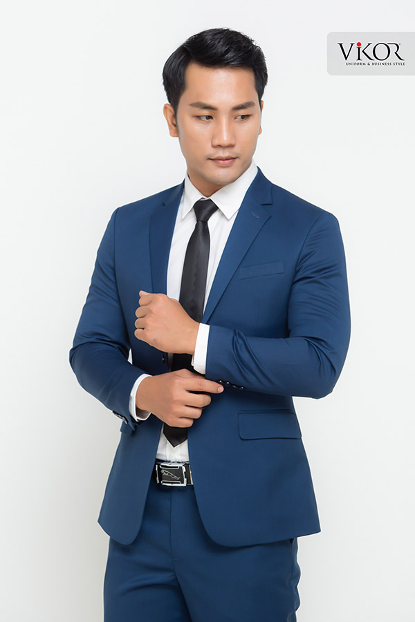 Vest nam xanh cổ vịt lịch lãm